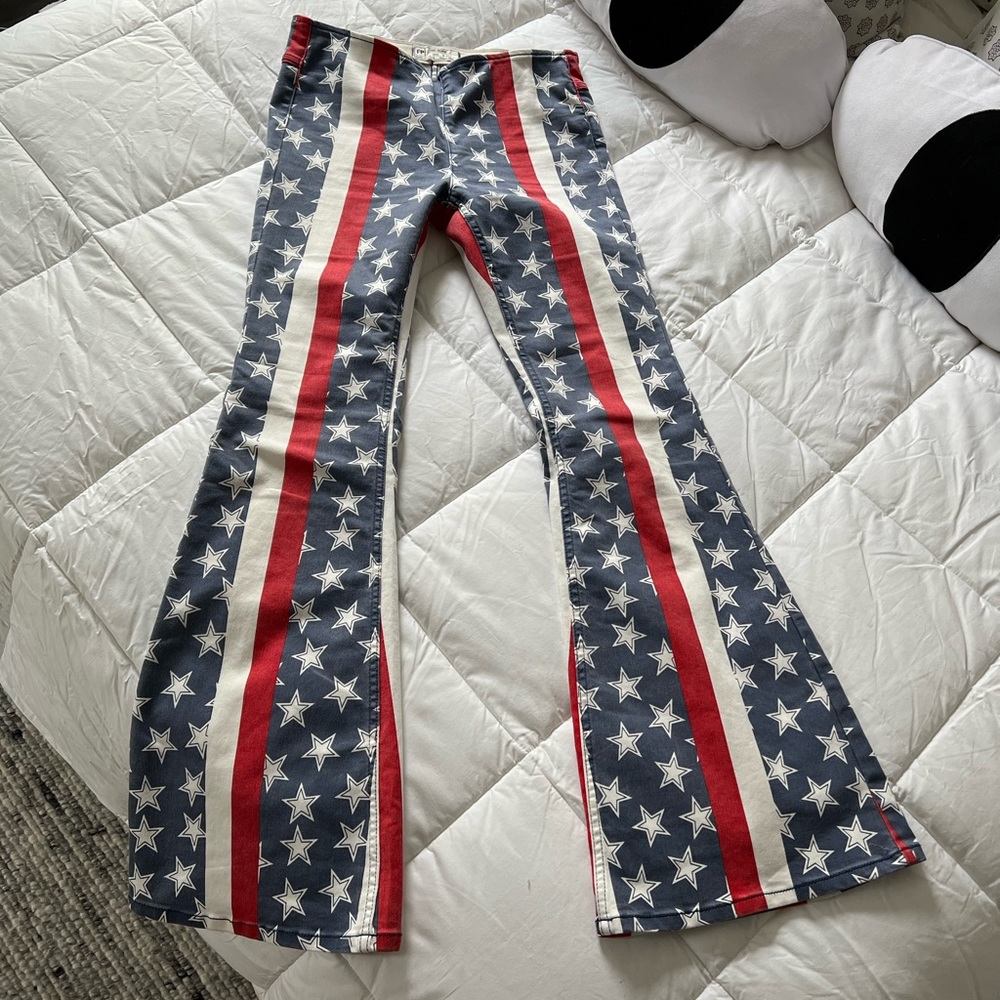 Free People Penny pull on flare jeans Stars and Stripes 28